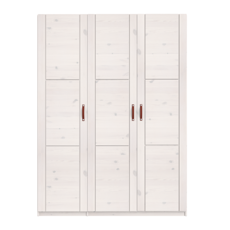 LIFETIME 3-türiger Kleiderschrank in weiß oder white wash- 150x201,5cm - Griffe wählbar