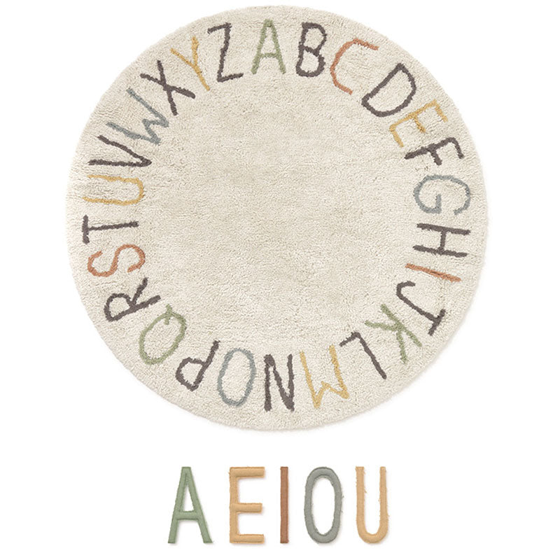 Lorena Canals waschbarer, runder Teppich ABC bunt Ø120cm