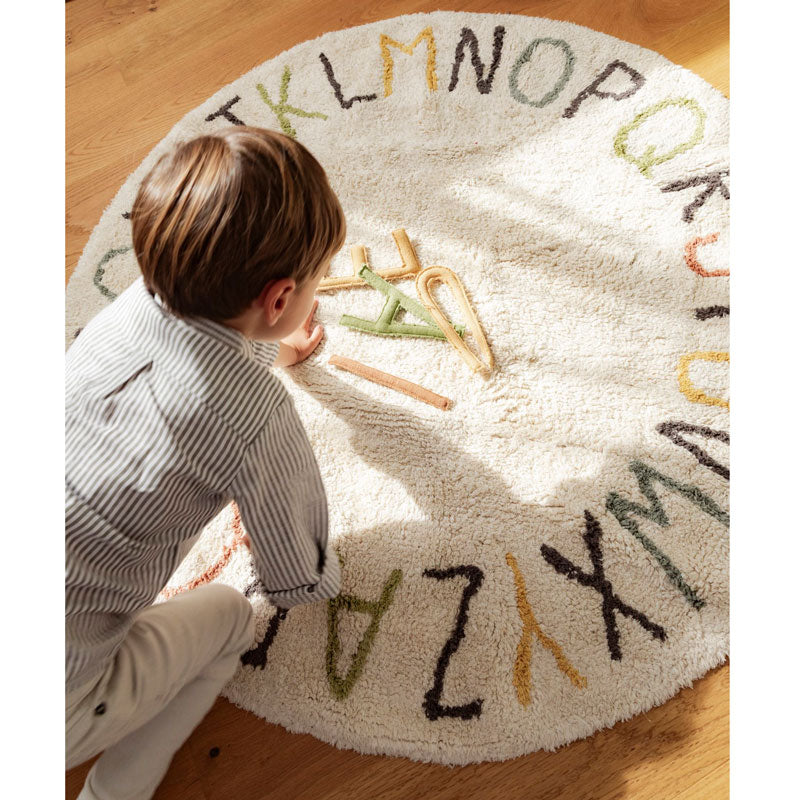 Lorena Canals waschbarer, runder Teppich ABC bunt Ø120cm