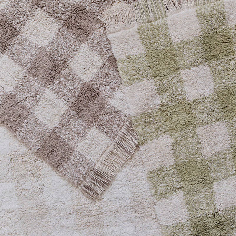 Lorena Canals "Swan Lake" waschbarer Teppich 'Vichy Matcha' in 90x120cm oder 150x180cm