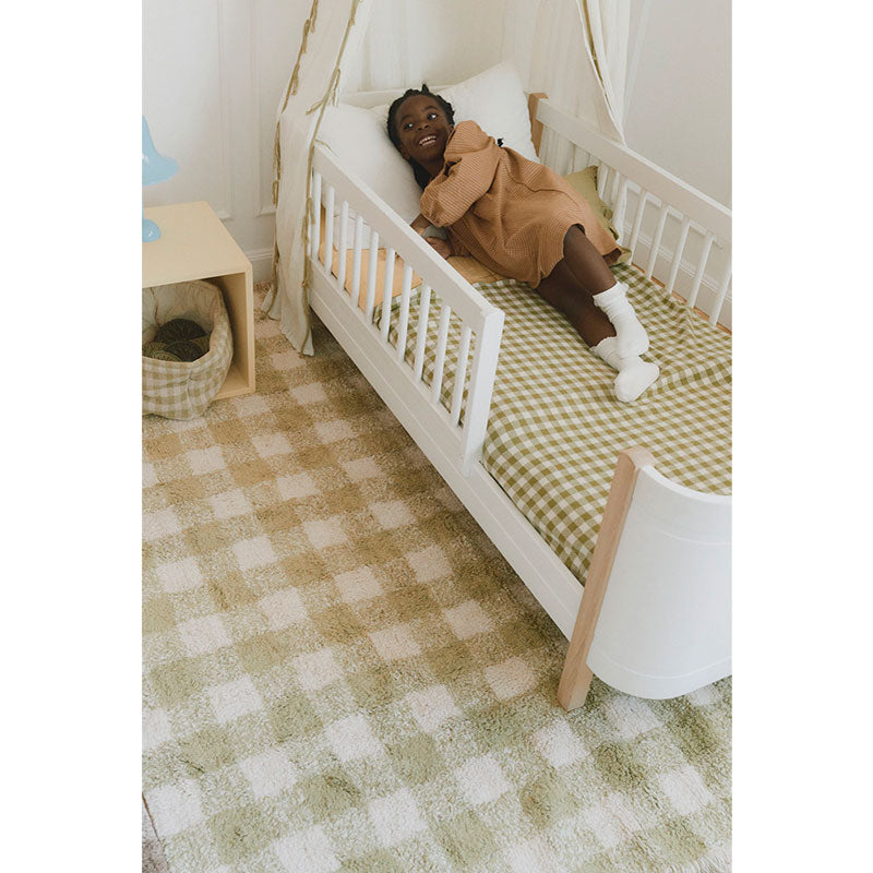 Lorena Canals "Swan Lake" waschbarer Teppich 'Vichy Matcha' in 90x120cm oder 150x180cm