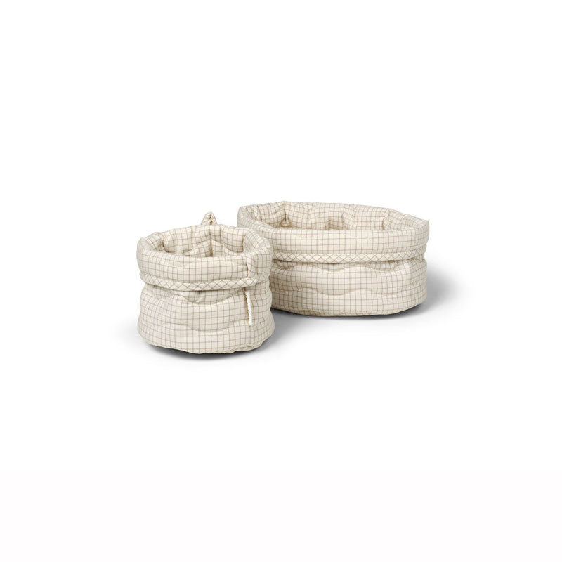 Dear April Aufbewahrungskörbe 2er-Set in 'Mini Check' Ø16x17 cm und 20x27x17 cm