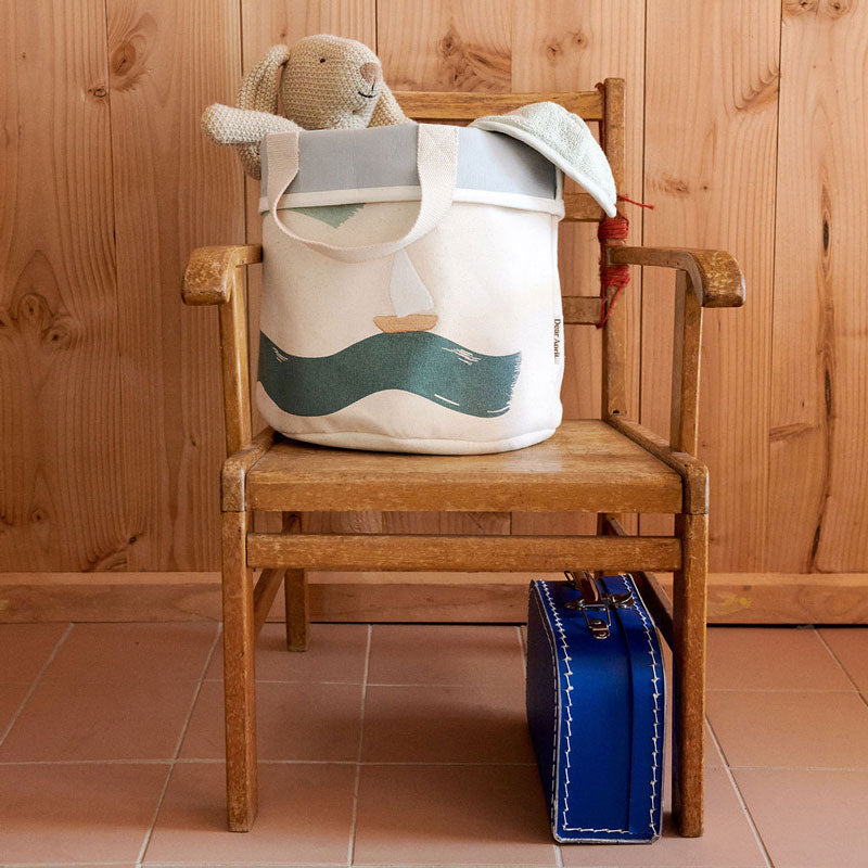 Dear April Bestickte Aufbewahrungskörbe 2er-Set in 'Big Waves' Ø25x31cm