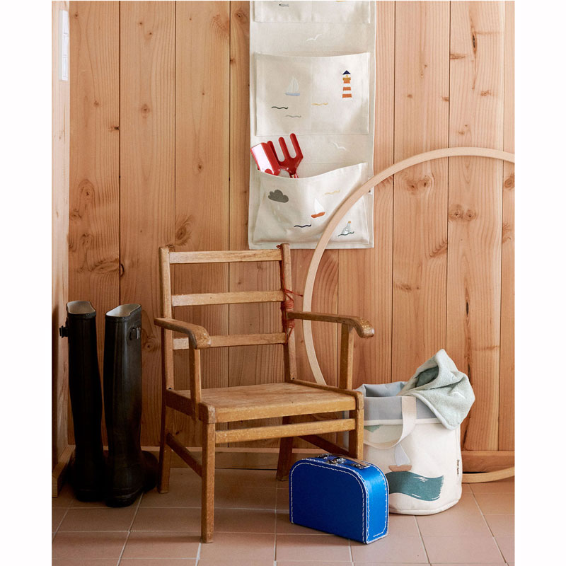 Dear April Bestickte Aufbewahrungskörbe 2er-Set in 'Big Waves' Ø25x31cm