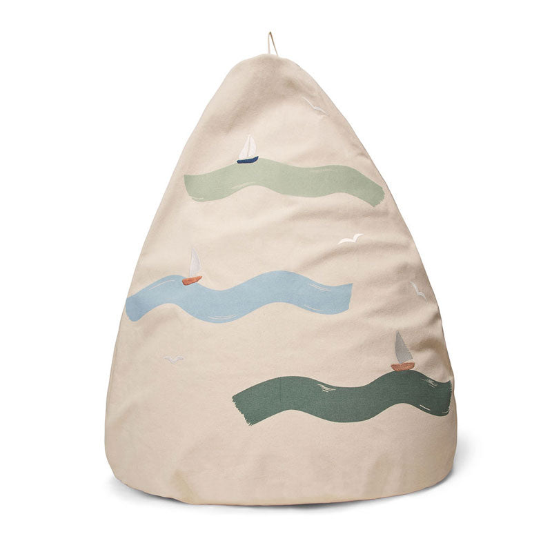 Dear April Bestickter Sitzsack in 'Big Waves' Ø70x85cm