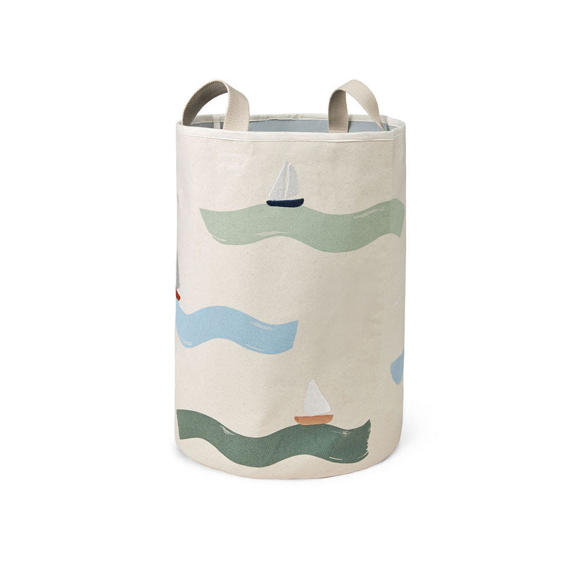 Dear April Bestickter Aufbewahrungskorb in 'Big Waves' Ø35x50cm