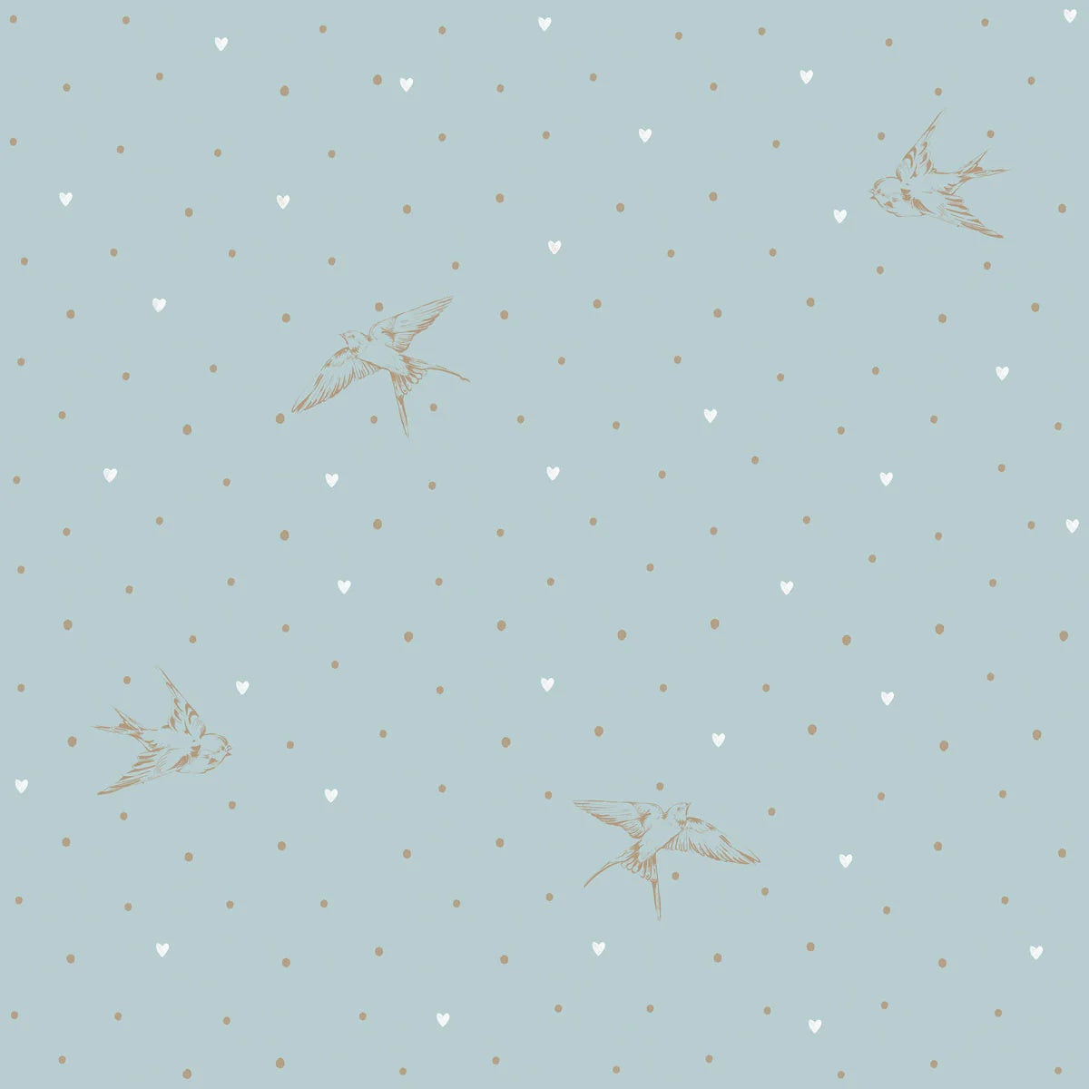 Dekornik Tapete zarte Schwalben blau 50x280cm