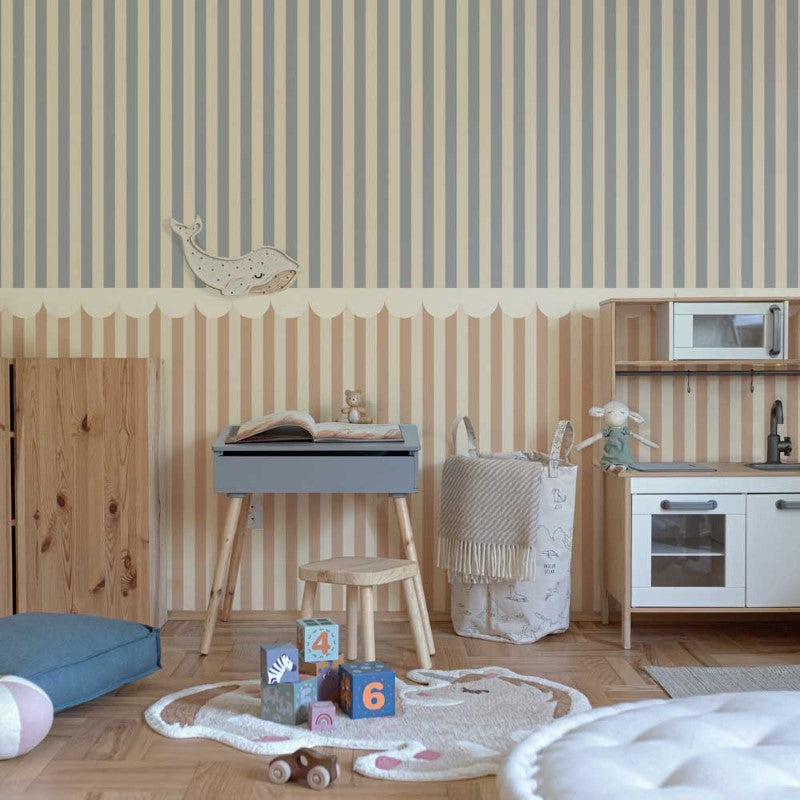 Dekornik Tapete Streifen beige und blau 50x280cm