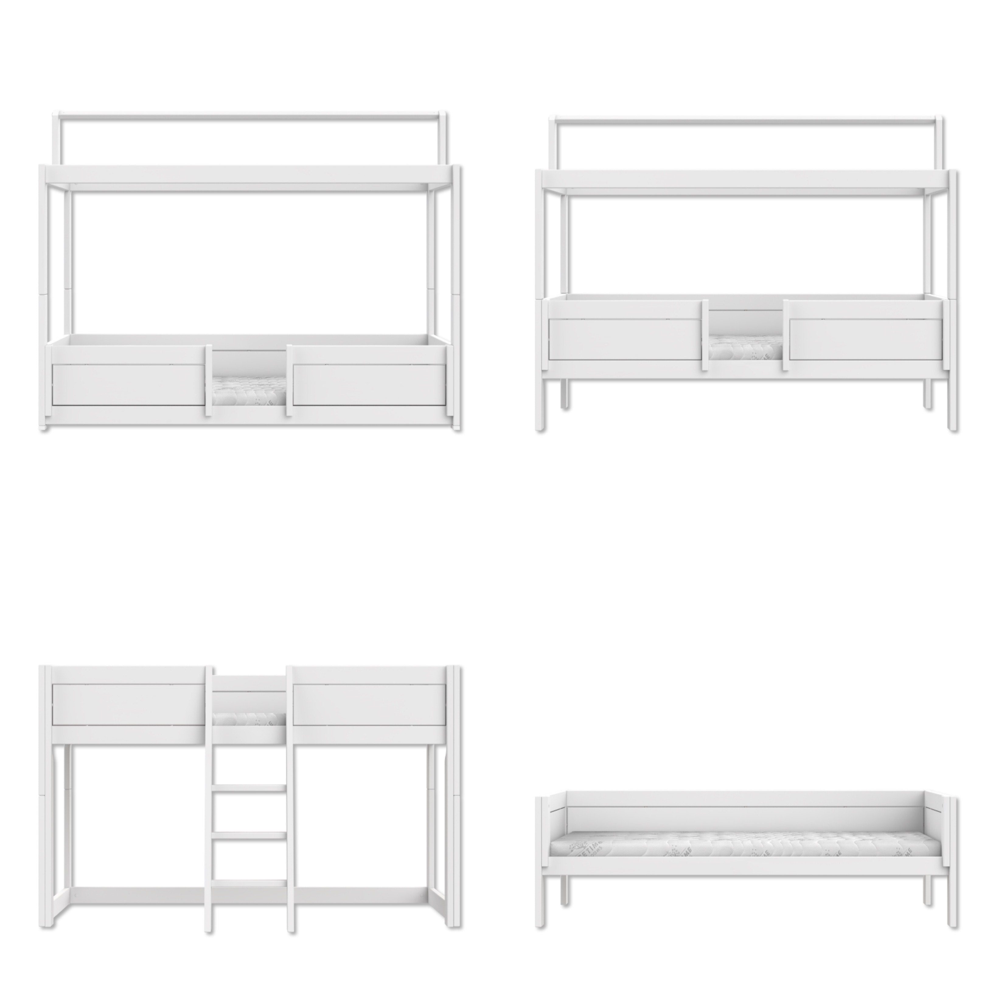 LIFETIME 4-in-1 Bett inklusive Stoffdach und Rückwand 'Happy Rabbit'  - Bett in weiß oder white wash