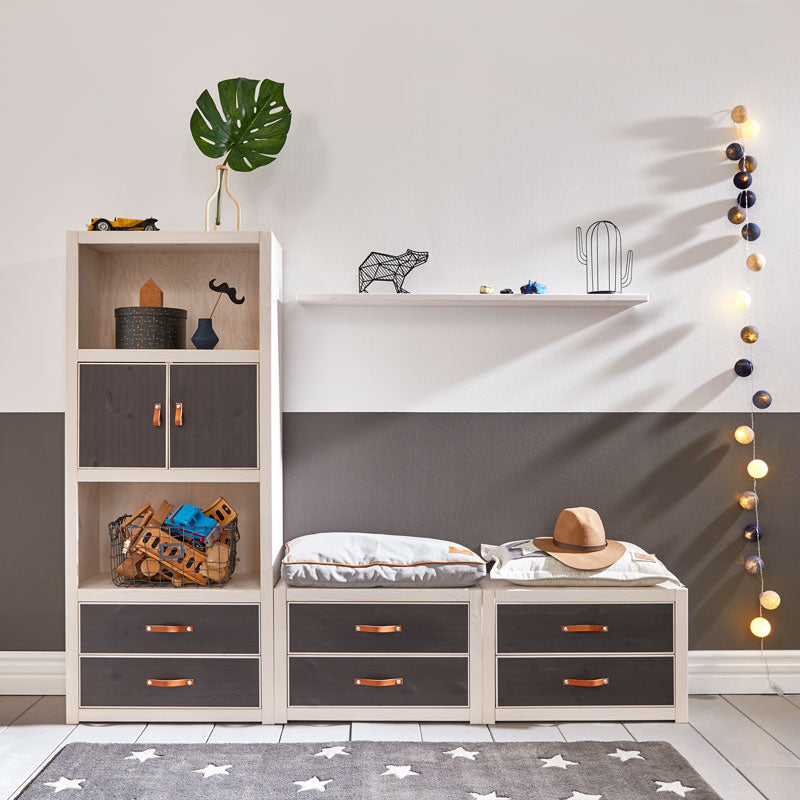 LIFETIME Regalsystem - Regal Höhe 120cm mit 2 Einlegeboden in weiß oder white wash