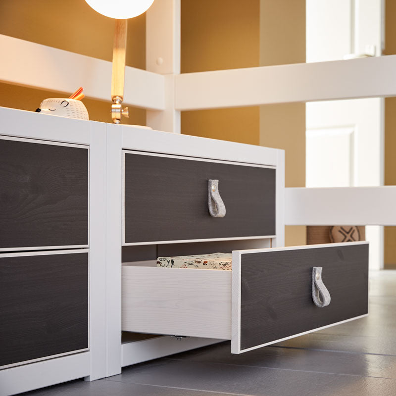 LIFETIME Schubladenset für Regal in white wash mit Kreidetafel Druck - Griffe separat
