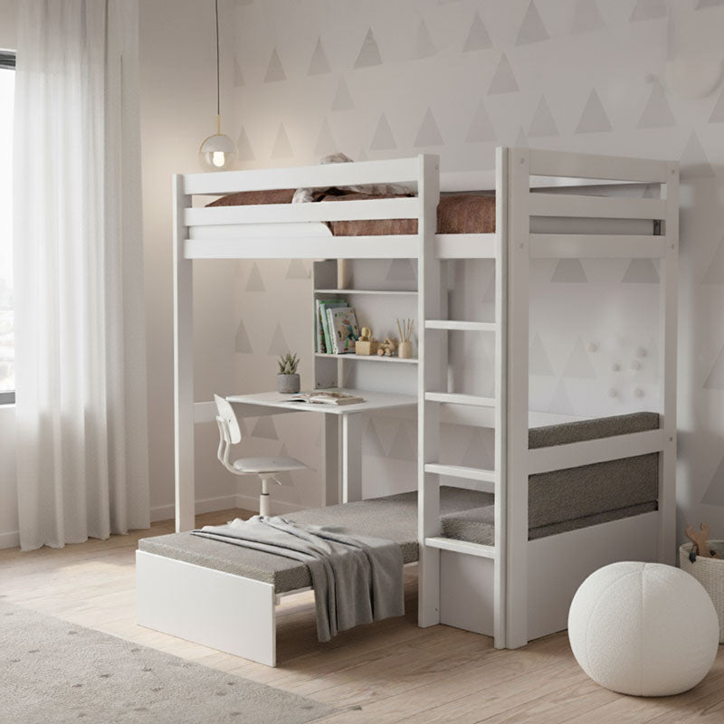 LIFETIME Elements Hochbett 'Study & Relax' 90x200cm in weiß