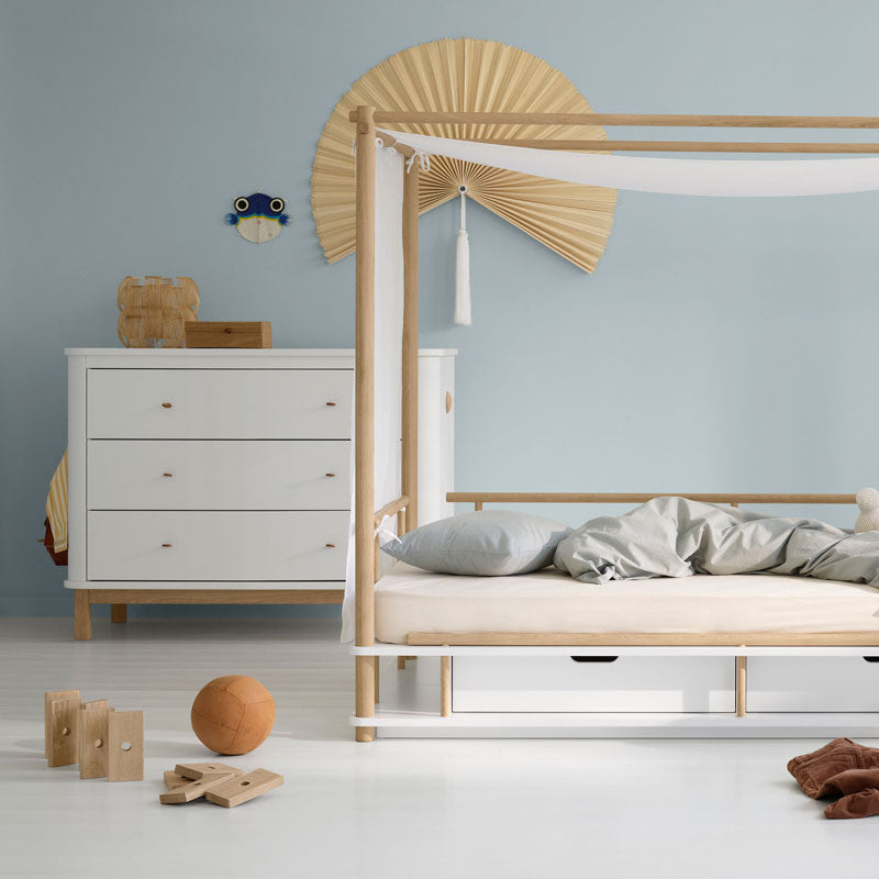 Oliver Furniture Wood Kommode 3 Schubladen in weiß/Eiche