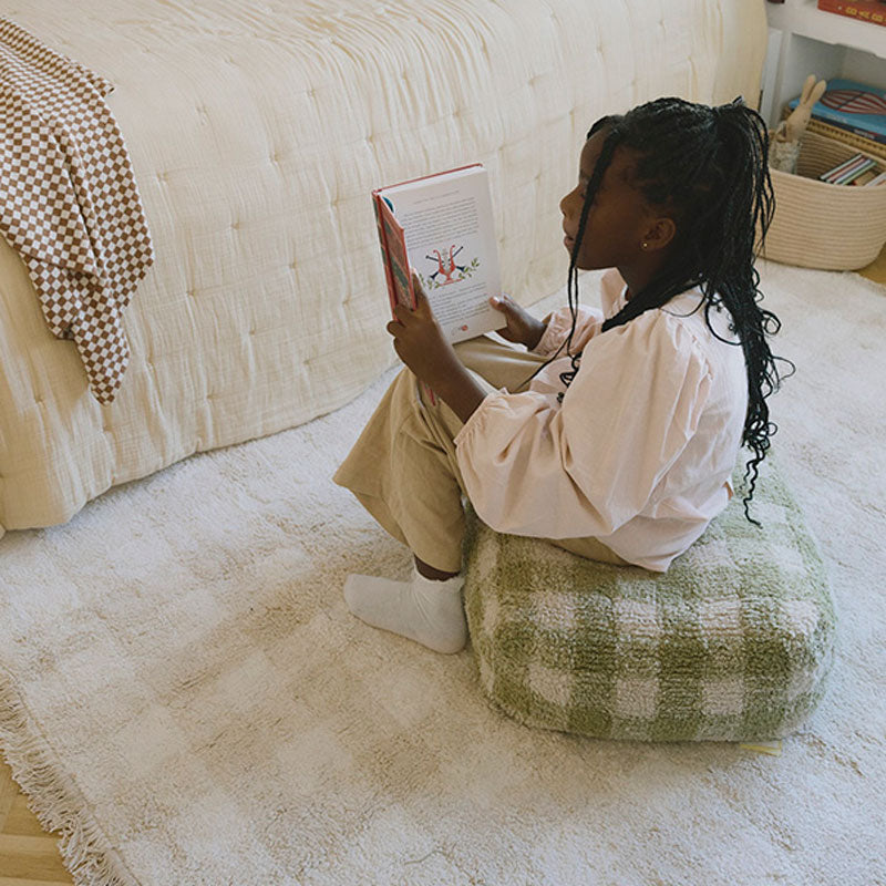 Lorena Canals "Swan Lake" Pouf "Vichy Matcha" 40x40x20cm