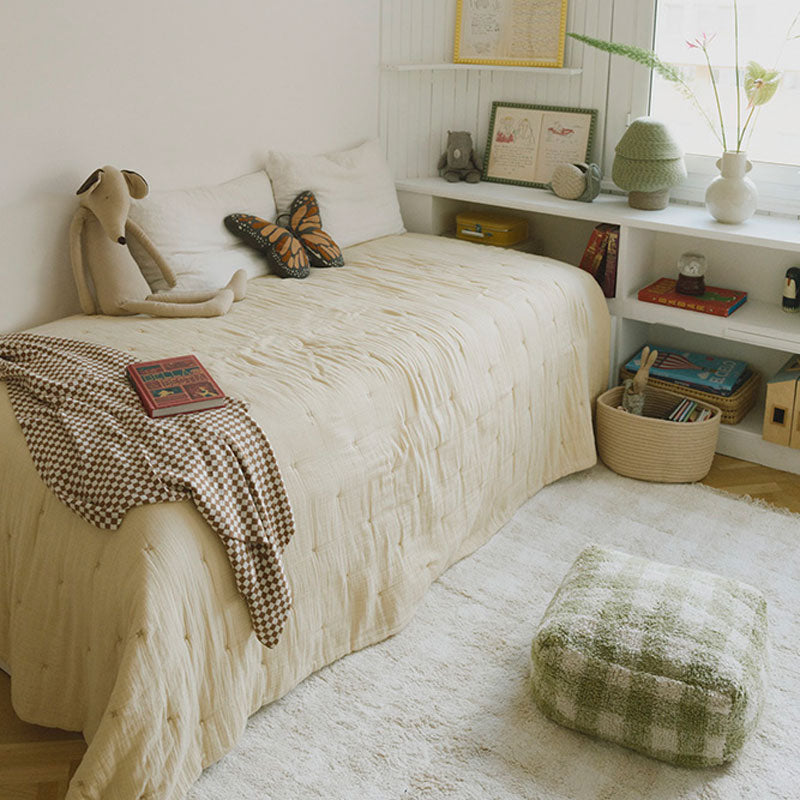 Lorena Canals "Swan Lake" Pouf "Vichy Matcha" 40x40x20cm