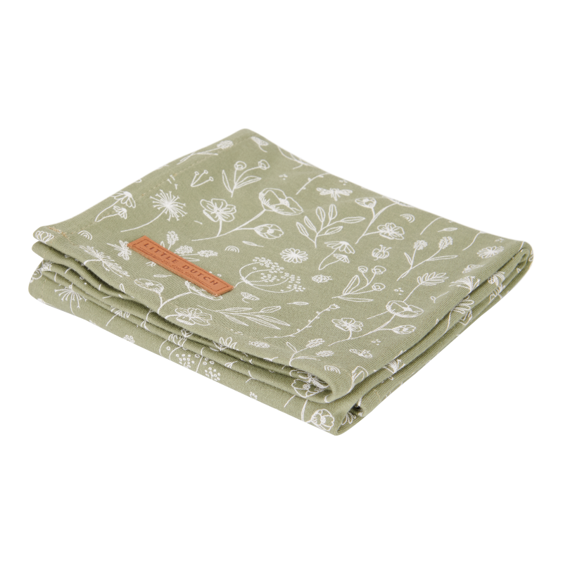 Little Dutch Swaddle/Pucktuch 120x120cm "Wildflowers" in Oliv