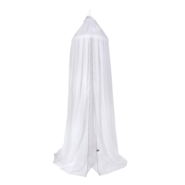 Baby's Only Betthimmel weiß mit Borte in silbergrau