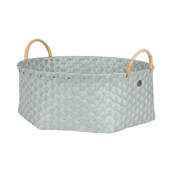 Handed By Dimensional - flacher Aufbewahrungskorb mit Henkel 18x45x45cm in eucalyptus