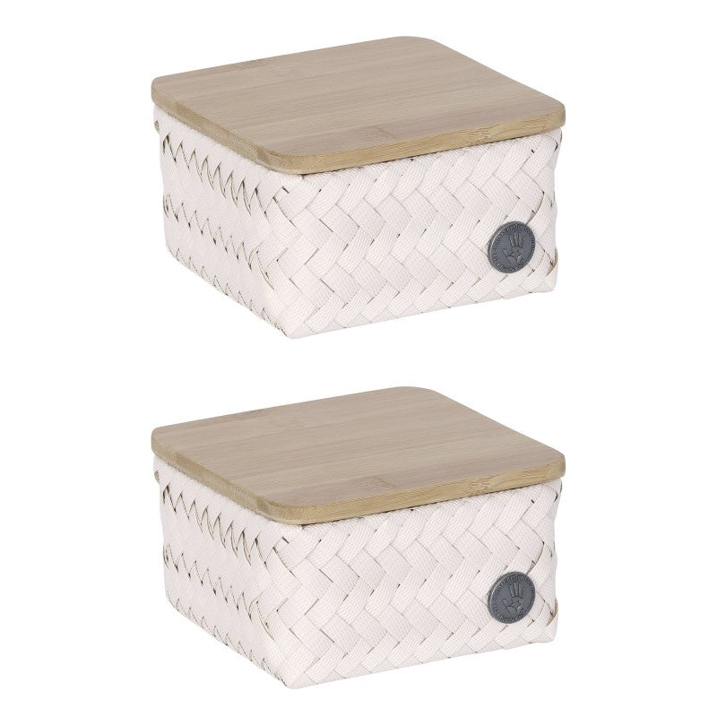Handed By Top Fit - Aufbewahrungskorb 'Tiny' mit Holzdeckel 8x13x13 cm in champagne