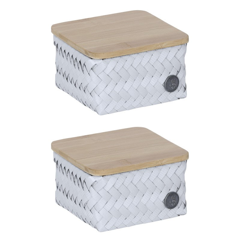 Handed By Top Fit - Aufbewahrungskorb 'Tiny' mit Holzdeckel 8x13x13 cm in ice grey