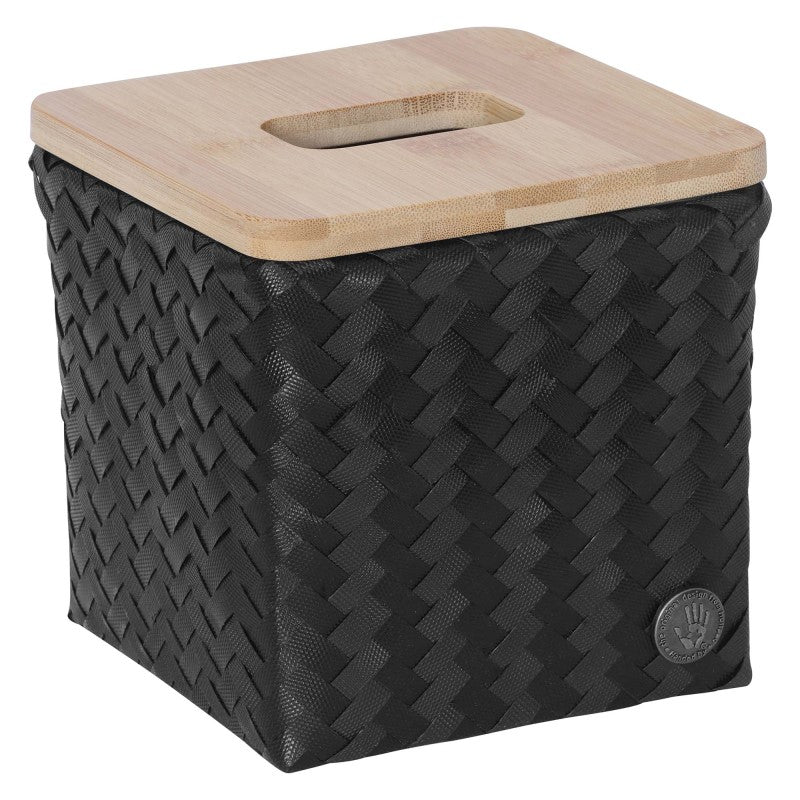 Handed By Top Fit - Aufbewahrungskorb 'Square' mit Holzdeckel 14x15x15 cm in black