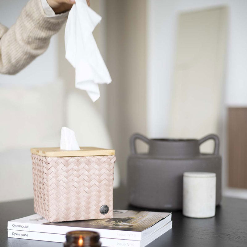 Handed By Top Fit - Aufbewahrungskorb 'Square' mit Holzdeckel 14x15x15 cm in champagne