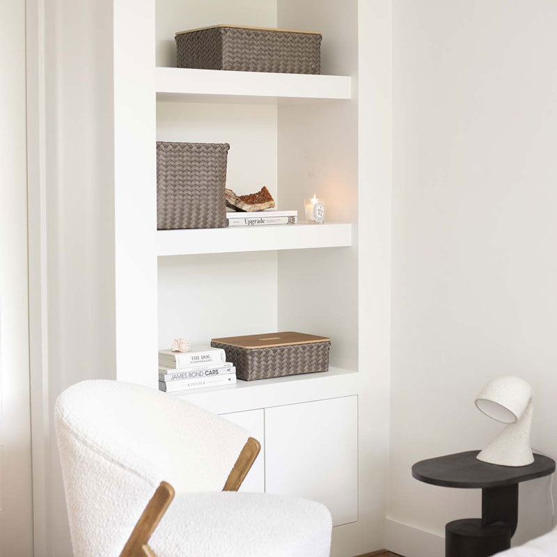 Handed By Grand - Aufbewahrungskorb 'Ideal' mit Holzdeckel 13x37x24 cm in taupe