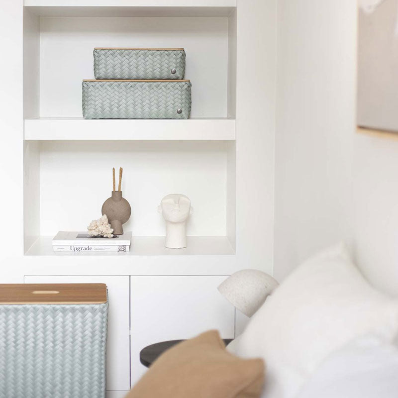 Handed By Grand - Aufbewahrungskorb 'Ideal' mit Holzdeckel 13x37x24 cm in greyish green