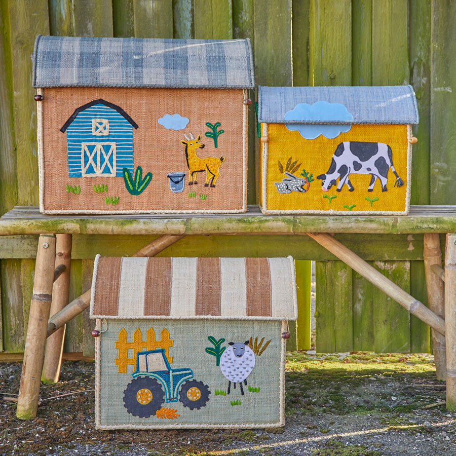 Rice Spielzeugkorb Größe L Bauernhof in orange