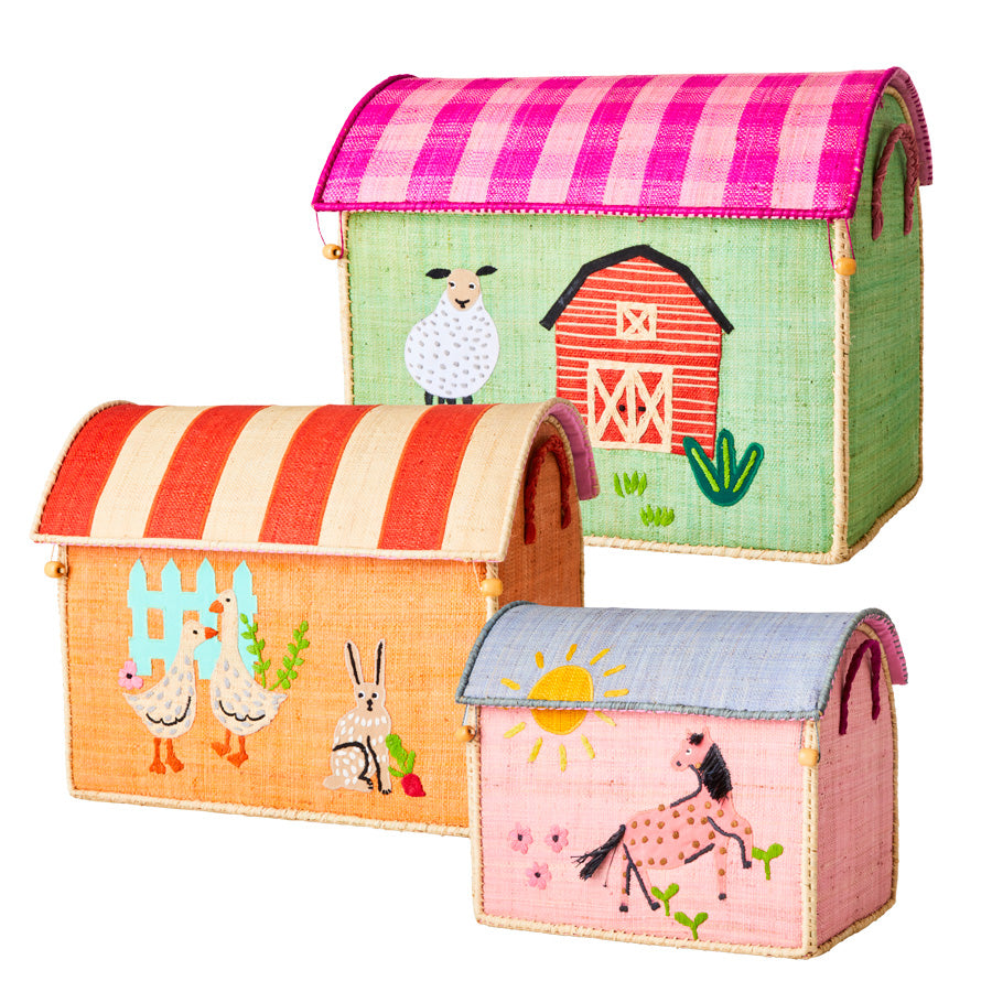 Rice Spielzeugkorb Größe M Bauernhof orange