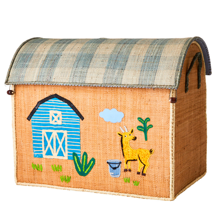 Rice Spielzeugkorb Größe L Bauernhof in orange