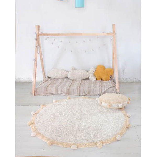 Lorena Canals waschbarer, runder Teppich 'Bubbly' in creme/gelb Ø120cm