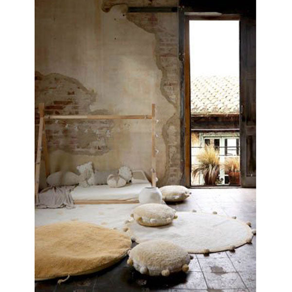 Lorena Canals waschbarer, runder Teppich 'Bubbly' in creme/gelb Ø120cm