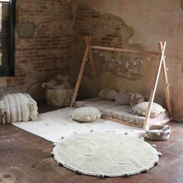 Lorena Canals waschbarer, runder Teppich 'Bubbly' in olive/creme Ø120cm