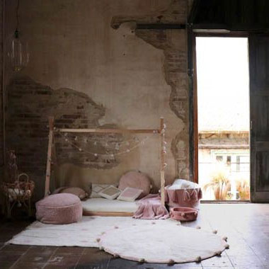 Lorena Canals waschbarer, runder Teppich 'Bubbly' in creme/rosa Ø120cm