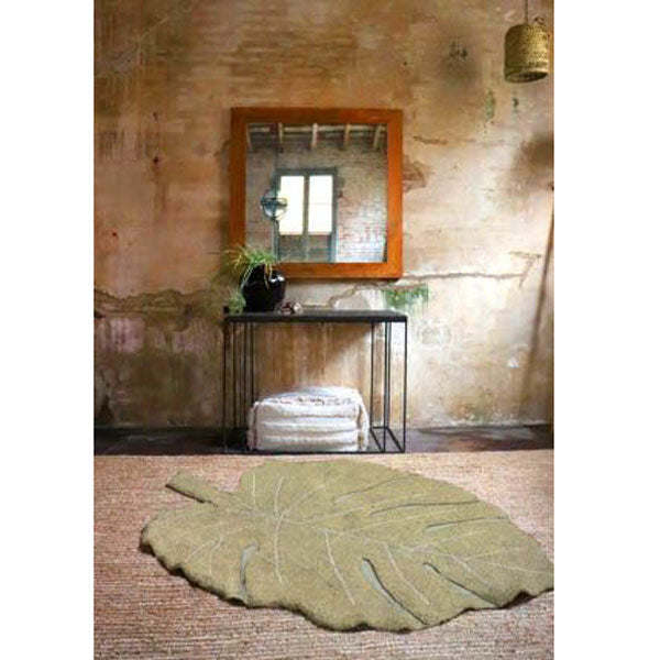 Lorena Canals waschbarer Teppich 'Monstera Leaf' in olive 120x180cm