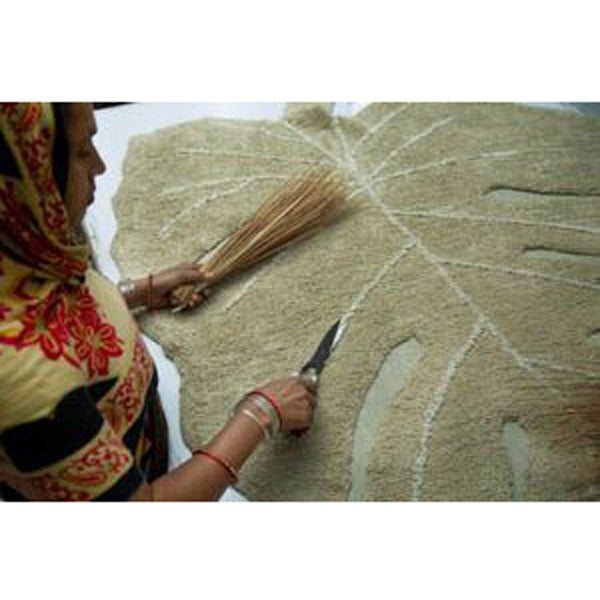 Lorena Canals waschbarer Teppich 'Monstera Leaf' in olive 120x180cm