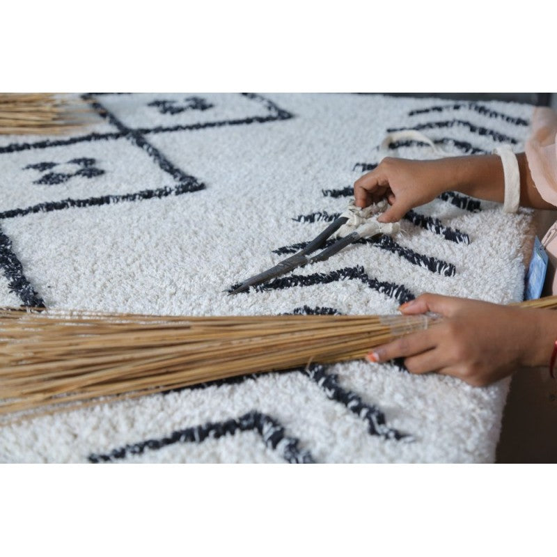 Lorena Canals waschbarer Teppich 'Berber Rhombs' in natur/ schwarz 140x210cm