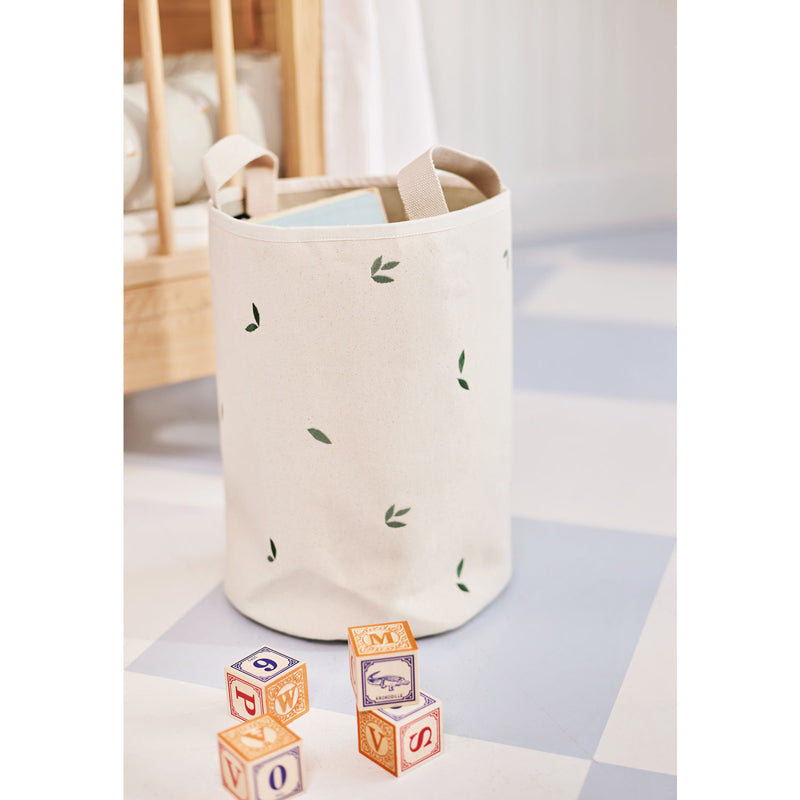 Dear April Bestickte Aufbewahrungskörbe 2er-Set in 'Leaves' Ø25x31cm