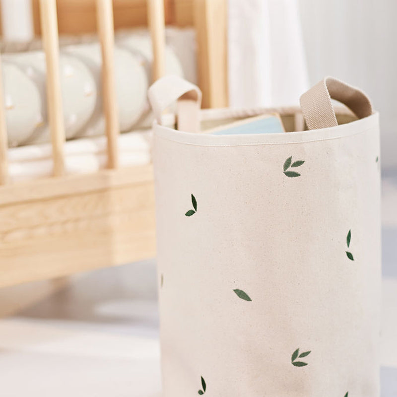 Dear April Bestickte Aufbewahrungskörbe 2er-Set in 'Leaves' Ø25x31cm