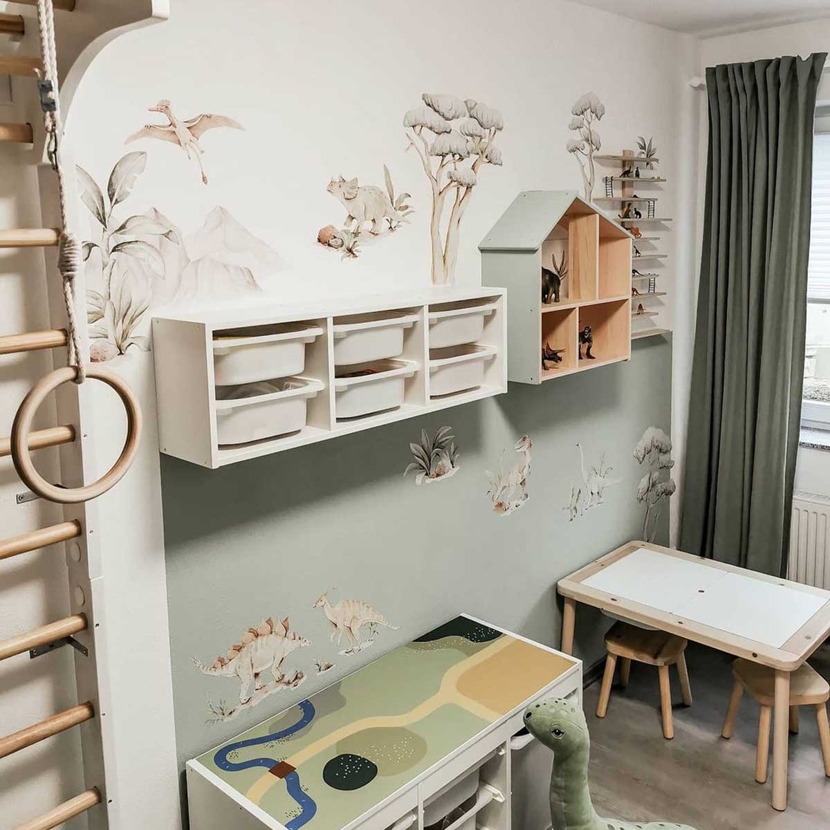 Dekornik Wandsticker Dinosaurier "Happy Dino Wonderland" XL, 70x70cm - einzeln klebbar