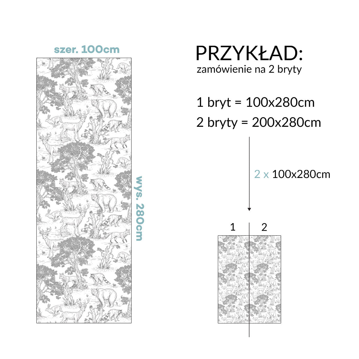 Dekornik Tapete Tiere schwarz-weiss 100x280cm