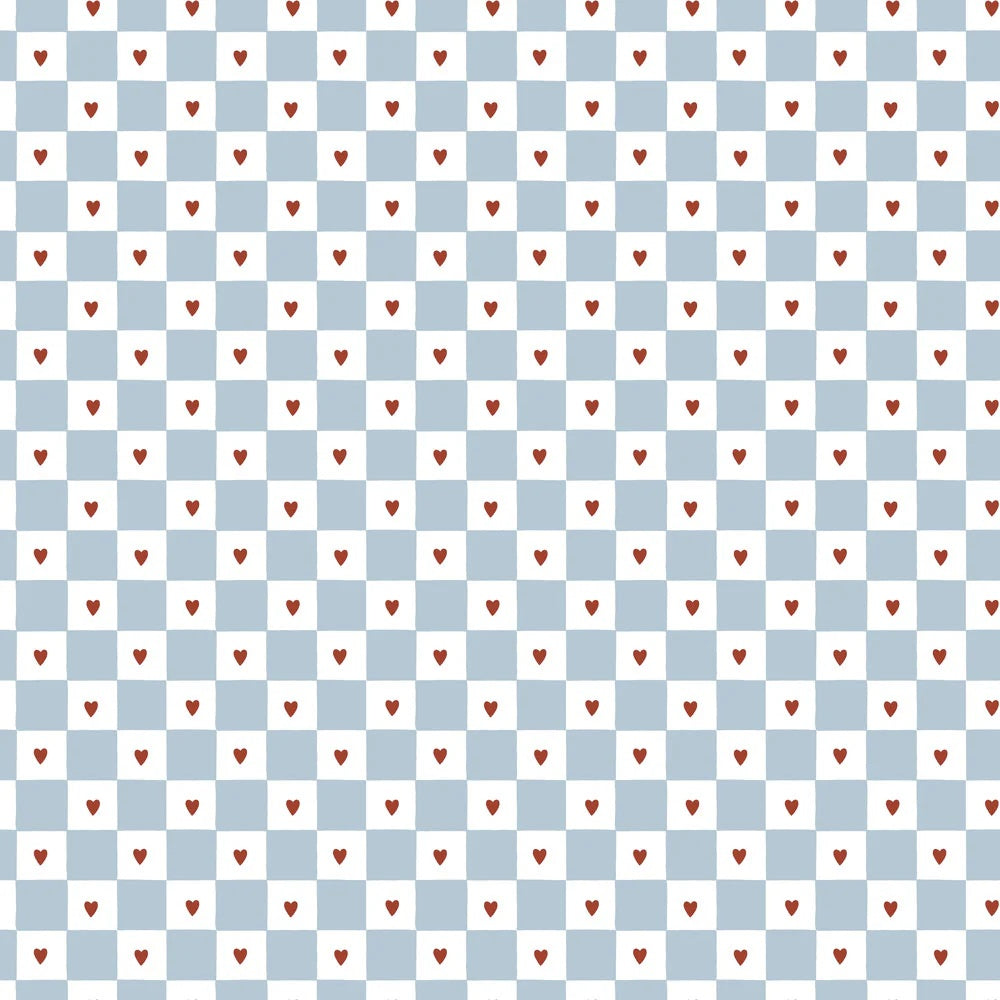 Dekornik Tapete 'Check' Karo mit Herzen 50x280cm