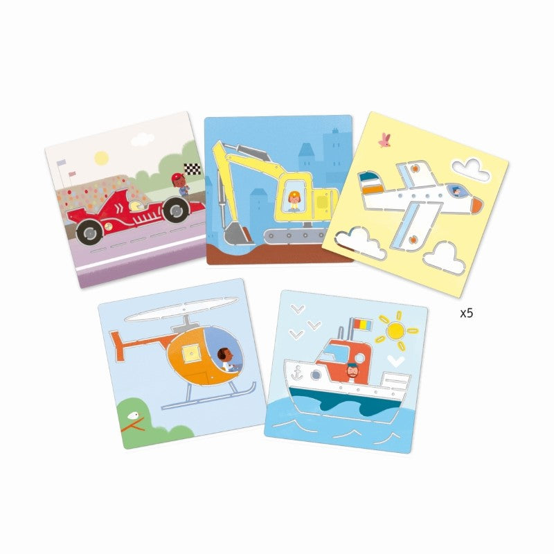 Djeco Schablodenen-Set 'Transport'