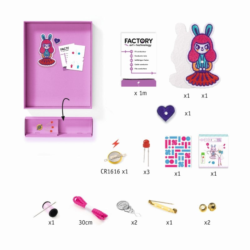 Djeco Factory: Schmuck zum beleuchten 'Brosche Bunny Girl'