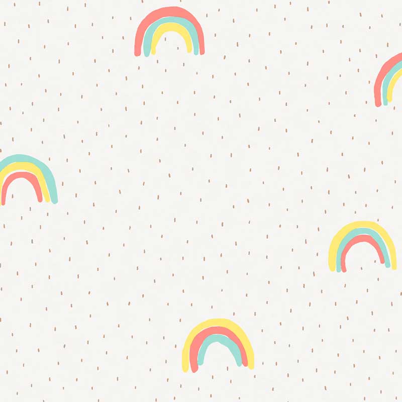 Eijffinger Mini Me Vliesapete Regenbogen in koralle-mint-gelb