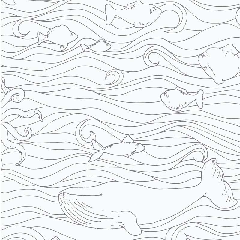 Eijffinger Mini Me Vliesapete Meerestiere in dunkelgrau-hellgrau