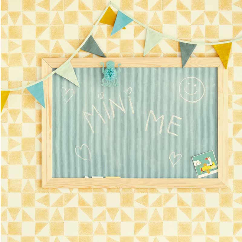 Eijffinger Mini Me Vliesapete Quadrate & Dreiecke in senfgelb