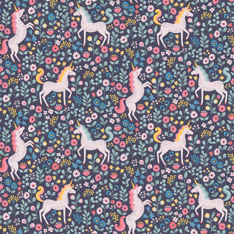 Eijffinger Mini Me Fototapete aus Vlies Einhorn in dunkelblau-bunt ca. 186x280cm