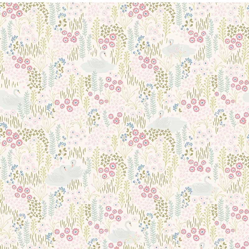 Eijffinger Mini Me Fototapete aus Vlies Schwan in mint-rosa ca. 93x280cm